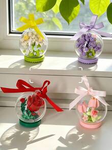 Decoração Doméstica DIY com Flores Preservadas, Acompanha Fitas, 2 Opções de Exibição - Sobre a Mesa ou Pendurado, Ideia de Presente Multifuncional e Original, Arranjo Floral Artificial em Vaso, Adequado para Feriados, Dia dos Namorados, Dia das Mães, Natal, Dia dos Pais, Decoração de Mesa, Ano Novo - Multicolorido - Visão 8