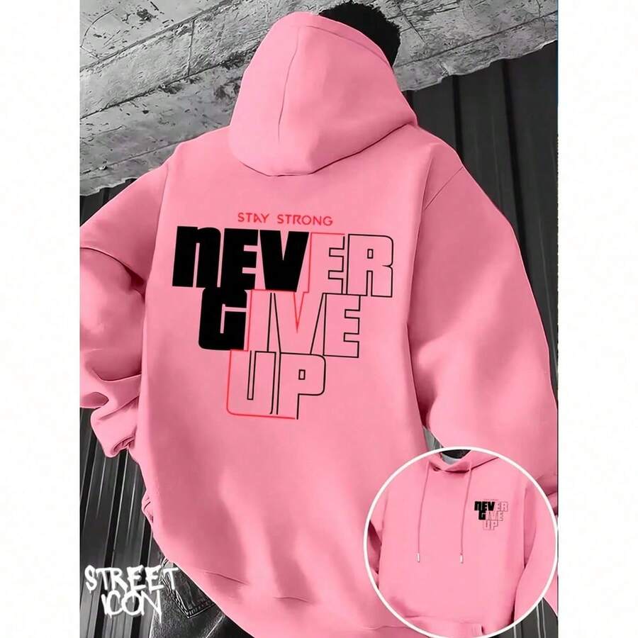 Comfortable Basic Sweatshirt For Everyday Wear Art Never Give Up Streetwear Urban Culture Street Fashion Street Graffiti Tagging Skater Skateboarding Unisex Men's Women's Sweatshirt 50% Cotton 50% Polyester Top Premium Streetwear New Release Immediate Shipping Various Colors!! - 淺粉色 - 查看 1
