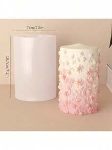 3D Embossed Floral Pattern Cylinder DIY Handmade Plaster Aromatherapy Multifunctional Silicone Mold - White - View 2