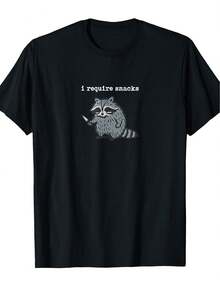 Camiseta de Mapache Divertido con Frase "Necesito Botanas" Estilo Casual para Jóvenes y Adultos Ideal para los Amantes de la Comida y el Humor Moderna y Chic Perfecta para Regalo de Cumpleaños o Uso Diario Cómprala Ahora para Destacar en Cualquier Ocasión con Estilo Mexicano - Negro - Ver 1
