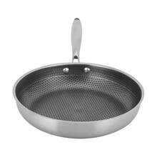 Poêle à frire en acier inoxydable à structure alvéolaire Ø 32 cm/28 cm, compatible induction, résistante aux rayures, pour plaques de cuisson à gaz, plaques à induction et fours vitrocéramiques - Argent 32 cm - Voir 3