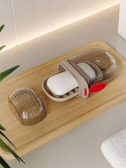 1pc High-Quality Travel Soap Dish With Cover, Portable Draining Soap Box, Luxury Mini Soap Storage Case For Business Trip