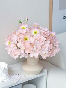 1支/15支仿真绣球花，带茎假花头，适用于家居装饰、房间装饰、婚礼装饰、卧室装饰、情人节、母亲节、花瓶填充、婚礼餐桌摆饰、卧室用品、餐桌摆饰、闺蜜礼物、家居装饰、卧室配件、新娘捧花、房间装饰、家居装饰、花束、春季装饰、妈妈礼物、闺蜜礼物、生日礼物 - 粉色 - 查看 2