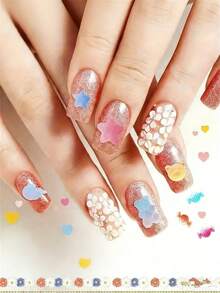 10/30/50/80/100/200 chiếc Kẹo dẻo hình gấu dẹt mini nhiều màu sắc, ngôi sao, trái tim bằng nhựa, thích hợp làm đồ trang sức, trang trí ốp điện thoại, sổ lưu niệm, đồ thủ công DIY, nghệ thuật làm móng, kẹp tóc, bông tai. - Nhiều màu - Xem 8