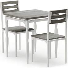 Juego de mesa de comedor de 3 piezas para 2 personas que ahorra espacio: muebles modernos de cocina y comedor con patas en espiral, perfectos para apartamentos o casas, disponibles en marrón, negro y - Gris Oscuro - Ver 7