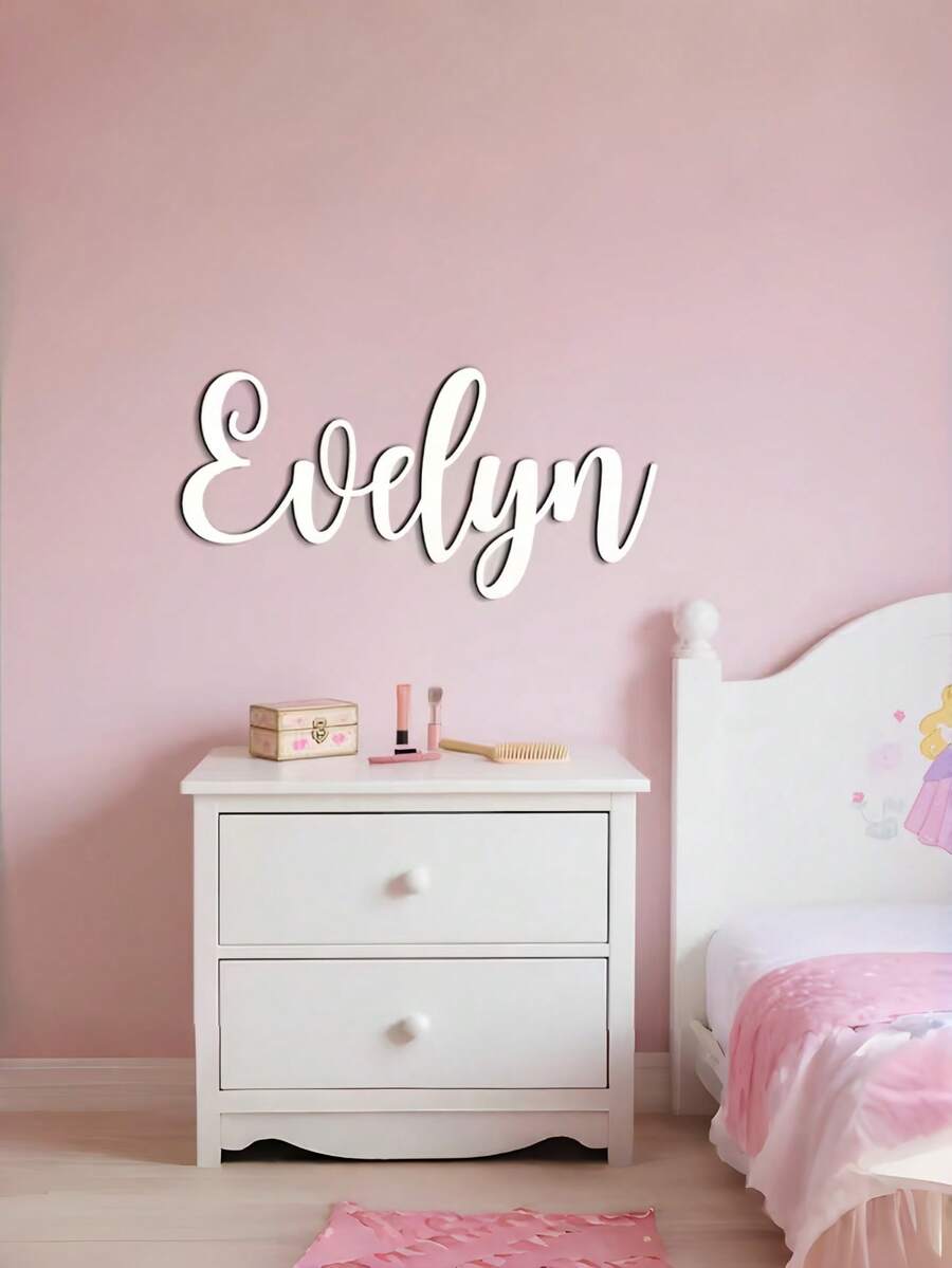 1 Peça Placa de Nome de Madeira Personalizada, Placa de Nome de Quarto de Bebê de Madeira Personalizada, Largura 10-120cm (4-48 Polegadas), Cor da Fonte Selecionável, Efeito 3D, Estilo Boêmio Minimalista na Moda, Decoração de Quarto, Letras de Madeira Personalizadas, Placa de Madeira Personalizada, Decoração de Letra para Casamento, Decoração de Parede de Letra Personalizada, Decoração de Festa Personalizada, Adequado para Decoração Doméstica, Decoração de Parede, Quarto, Sala de Estar, Festa, Decoração de Casamento