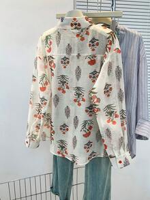 Áo sơ mi nữ mỏng nhẹ in họa tiết hoa lá khắp thân áo, thích hợp cho mùa xuân/hè. - Nhiều màu - Xem 7