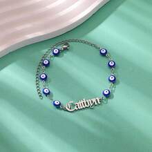 Custom Old English Name Bracelets For Women Men Stainless Steel Evil Eye Chain Customized Bracelet Personalized Wrist Jewelry Birthday Gift - Multicolor - View 4