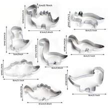 Molde para galletas con forma de dinosaurio, molde de galletas de dinosaurio de metal de acero inoxidable divertido, molde para panqueques con forma de dinosaurio para niños, regalos para el Día de la Madre, artículos para mamá, suministros de repostería - Plateado - Ver 9