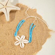 1pc Bohemian Style Beaded Resin & Shell Single Layer Anklet, Suitable For Beach Party, Jewelry Gift - Multicolor - View 4