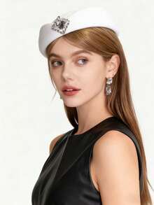 1pc Women's Retro Felt Hat, French Elegant Minimalist Wool Felt Hat, Suitable For Tea Party, Wedding, Party, Daily Wear, Street Photography, Ceremony, All Seasons - a - View 2