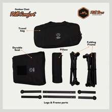 Bros Silla Plegable Camping Portatil, Compacta y Resistente para Playa, Senderismo y Descanso con Bolso Multiusos y Bolso de viaje para Exterior y Actividades al Aire Libre - Hill Comfort (Negro) - Negro - Ver 9