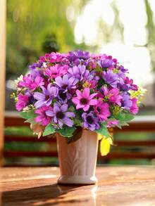 ArtiEleg 1/2/4 Bunches Artificial Gerbera Daisy Flowers, Realistic Purple And Pink Gerbera Daisies - High Quality Faux Flowers, Suitable For Apartment Decor, Rental Home Vases, Living Room Tabletop, Office And Outdoor Patio Spring Decoration - Purple - View 5
