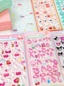 Pegatinas de dibujos animados con patrón de dopamina, pegatinas para botellas de agua, pegatinas para equipaje, pegatinas decorativas, pegatinas lindas de uso múltiple, pegatinas para escritorio, algunos estilos tienen variaciones de color enviadas al azar - Multicolor - Ver 3