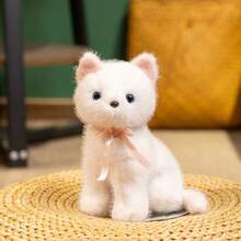 可爱逼真蹲姿猫咪毛绒玩偶，柔软可爱小猫玩偶，办公桌、书桌摆件，儿童生日礼物，女孩礼物 - 18厘米,0.07公斤 - 查看 13