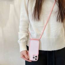 Keychain,Lanyard 1pc Fashionable Wavy Irregular Protective Phone Case, Rope Shoulder Strap, Ideal Daily Choice For Women, Compatible With IPhone17Air/17pro/17promax/17/16e/16/15/14/13/12/11/X/Xr/8/7/GalaxyA14/A15/A54/S24/S24Ultra Series - Pink - View 4