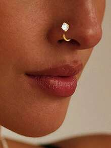 1件装S925纯银镶嵌锆石鼻环/鼻钉/鼻圈，女士款，6毫米、8毫米、10毫米 - 單隻鼻釘 - 查看 3