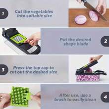 16-In-1 Multi Functional Vegetable Chopper Kit With 7 Replaceable Blades & Storage Container, Multi Purpose Dicer Slicer Mandoline Cutter For Onion Potato Carrot, Easy Food Prep Kitchen Gadget, Perfect Mother's Day Housewarming Gift - White - View 11
