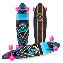 36" Maple Pintail Longboard Complete Skateboard, 8-Ply Deck With Alloy Trucks & 62mm Wheels, Pre-Assembled Cruiser Board - 彩色 - 查看 1