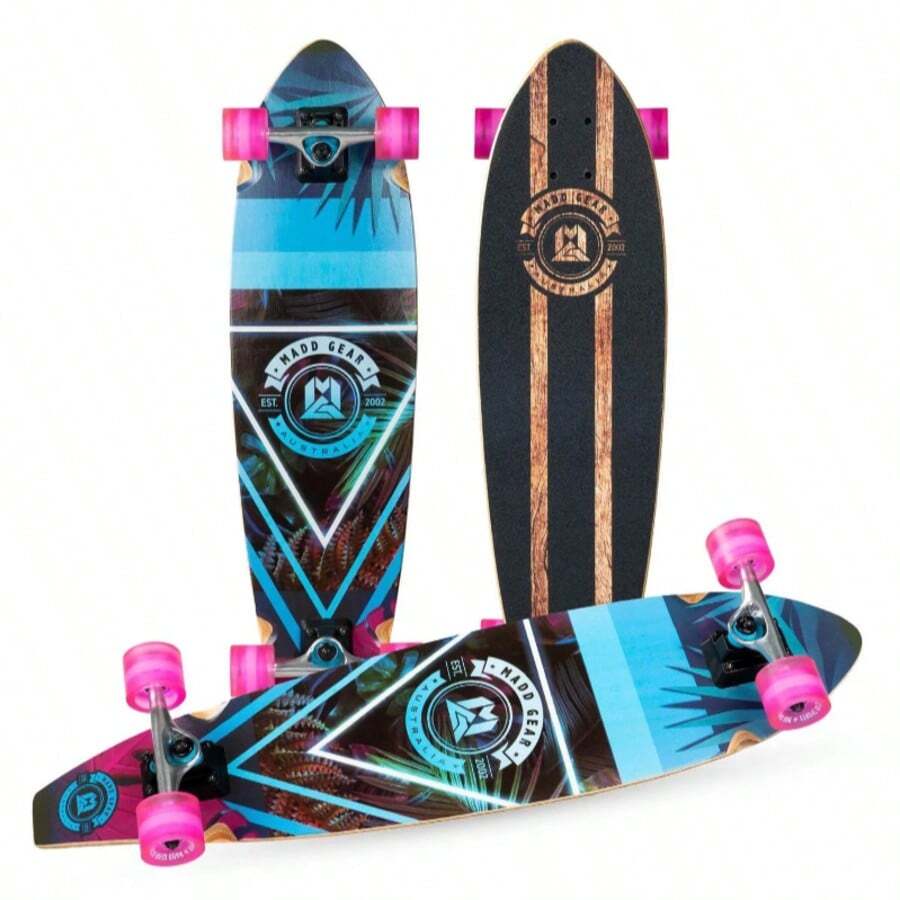 36" Maple Pintail Longboard Complete Skateboard, 8-Ply Deck With Alloy Trucks & 62mm Wheels, Pre-Assembled Cruiser Board - 彩色 - 查看 1