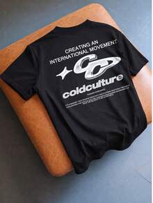 OVDY Men's Round Neck Short Sleeve Casual Summer Retro Printed T-Shirt - Black - View 1