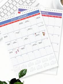 Trees 2026 A4尺寸2年期掛曆，2026年1月至2026年12月，極簡設計，適用於居家、辦公室與返校用品，辦公室裝飾 - 多色 - 查看 1