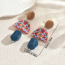 1 Pair Retro Resin Earrings, Fashionable And Elegant Design, Versatile Accessory - Multicolor - View 5