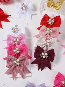 10pcs Multicolor Fabric Bowknot Hair Clips For Girls, Simple Side Bangs Clips, Versatile Hairpins For Daily Use, Claw Clips, Hair Slide - Multicolor - View 4