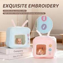 ITANDME Warm Hamster Hideout Hamster Bed Rat Bed Cute Television Shape Guinea Pig Bed Small Animal Bed, Warm Hamster Beds Guinea Pig Hideout Rat Hideout, Small Pet Beds For Guinea Pigs, Hamsters, Flower-Branch Mouse, Chinchillas And Other Small Pets - Multicolor - View 4
