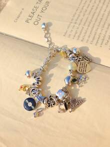 Music Festival Charm Bracelet, Music Festival Concert Friendship Bracelet, Music Note Guitar Star Bracelet, English Slogan Music Lover Bracelet, Rock Band Bracelet - Silver - View 10