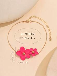 1 Stück verstellbare Fuchsie Blumen Halskette, frisches und elegantes Design, vielseitig für Frauen zum täglichen Tragen, am Strand, auf Partys und als Geschenk geeignet - Verschiedenfarbig - Übersicht 4