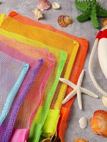 1 Stück Strandtasche aus buntem Mesh (Größe: 22cmx24cm) - leicht, verstellbarer Schultergurt, faltbares Design, Sommerstrandtasche für Outdoor-Aktivitäten, Picknicks und Muschelsammlung, unverzichtbar für Strandaktivitäten | Strapazierfähiger Griff, bunte Tragetasche, Strandtasche, Aufbewahrungstasche, geeignet für Männer und Frauen, kann als Strand-, Schwimm- und Party-Accessoire, Geschenk für Freunde, Frauen und Reiseessentials verwendet werden - Verschiedenfarbig - Übersicht 5