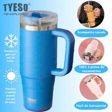 TYESO 1200ml (40 Oz) Vacuum Insulated Water Bottle With Handle, Stainless Steel Coffee Mug With Leak-Proof Lid And Straw. 100% Leak-Proof, Keeps Drinks Hot/Cold For 24 Hours. Suitable For Water, Iced Tea, Coffee, Smoothies, And Other Beverages. Available In Various Colors. The Perfect Choice For Festive Or Birthday Gifts. - 深粉紅色 - 查看 6