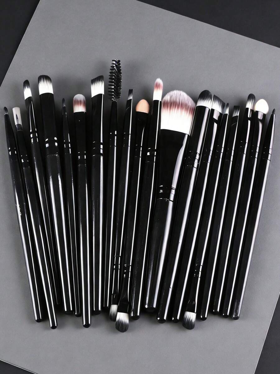 20-Piece Eye And Face Makeup Brush Set, Including Foundation, Eyeshadow, And Blush Brushes – A Complete Makeup Tool Set. - 黑色 - 查看 1