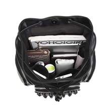 Big Studded Backpack Black Gothic Rucksack Drawstring Punk Daypack Travel Rivet Shoulder Purse - 黑色鉚釘抽繩 - 查看 6