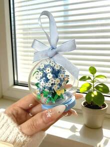 Decoração Doméstica DIY com Flores Preservadas, Acompanha Fitas, 2 Opções de Exibição - Sobre a Mesa ou Pendurado, Ideia de Presente Multifuncional e Original, Arranjo Floral Artificial em Vaso, Adequado para Feriados, Dia dos Namorados, Dia das Mães, Natal, Dia dos Pais, Decoração de Mesa, Ano Novo - Multicolorido - Visão 3