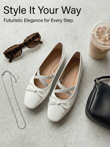Zapatos planos de unicolor versátiles y casuales, para el verano - Blanco - Ver 1