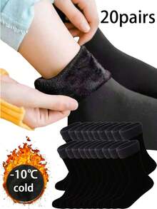 30/20/10/5/3/1 Pairs Men's Thick Warm Mid-Calf Socks, Unisex Winter Thermal Socks, Comfortable Daily Wear - Multicolor - View 3