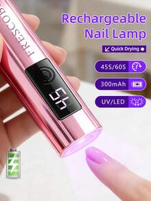 1pc Handheld Nail UV Lamp With Screen Display, Suitable For Gel Manicure, Mini Nail Lamp, Portable LED Nail Dryer, USB Nail Curing Machine, Quick Drying Nail & Foot Care Tool - Pink - View 3