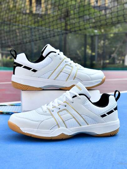 1双男士网球鞋，男女通用羽毛球鞋，透气网面舒适专业乒乓球鞋，男士专业运动鞋，具有减震和支撑功能，情侣户外运动鞋