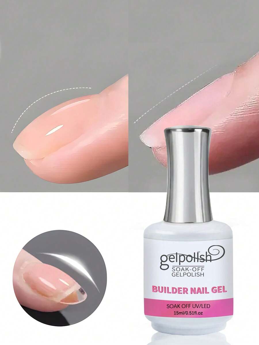 GELPOLISH 15毫升裸色指甲强化凝胶,可卸底胶,适用于UV/LED凝胶美甲延长,情人节美甲设计,美甲沙龙DIY,女士礼物 - 無色 - 查看 1
