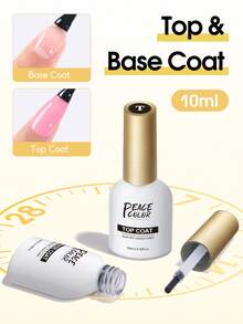 PEACECOLOR 1/2/3/4支装 10ml 底油、亮油和护甲油套装，新手友好型免擦拭底油，亮面/哑光亮油，滋养修护指甲油，女士美甲沙龙必备礼品 - 彩色 - 查看 10