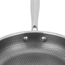 Poêle à frire en acier inoxydable à structure alvéolaire Ø 32 cm/28 cm, compatible induction, résistante aux rayures, pour plaques de cuisson à gaz, plaques à induction et fours vitrocéramiques - Argent 32 cm - Voir 11