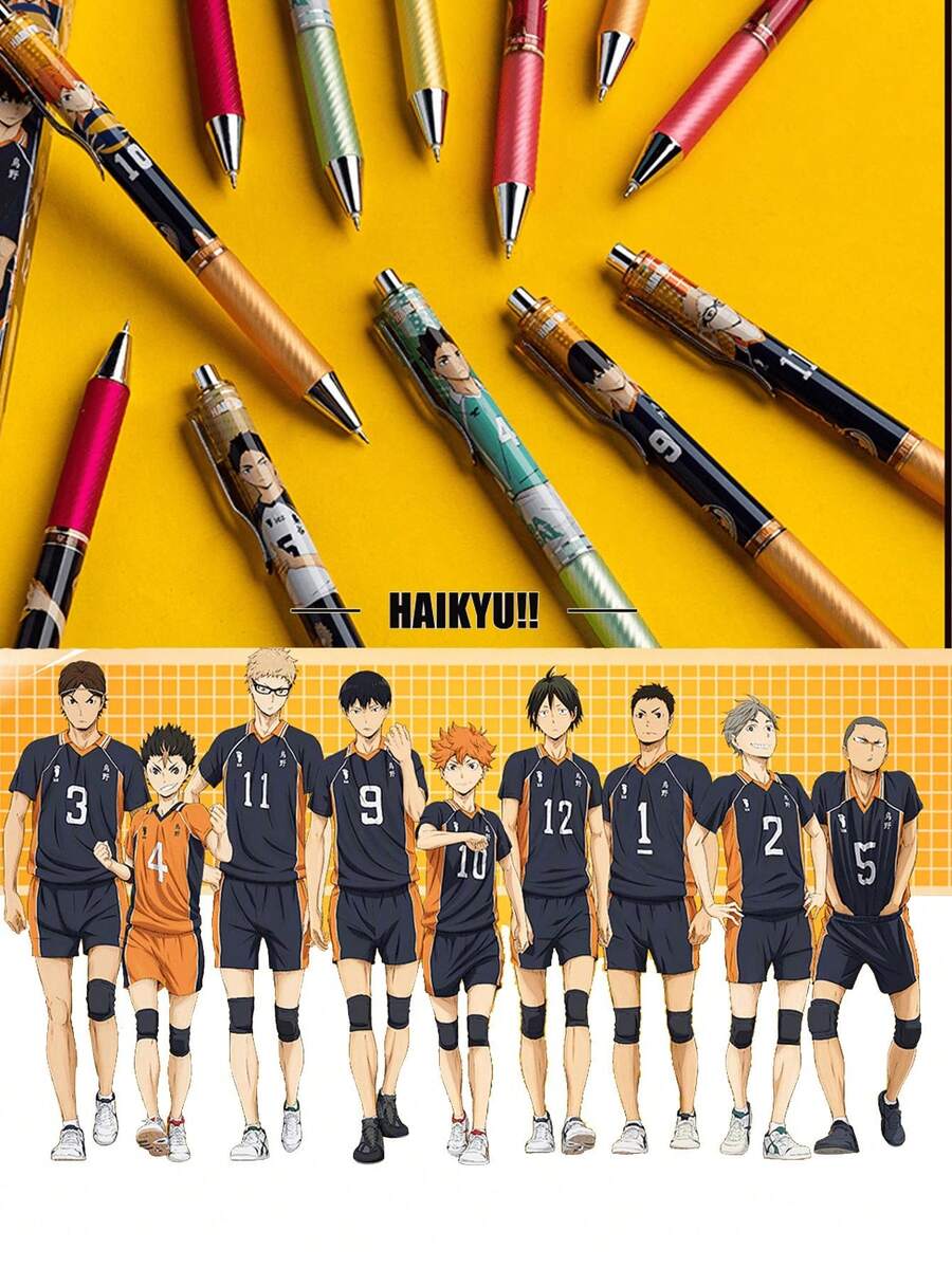 Crunchyroll 1 chiếc bút bi mực đen 0.5mm hình nhân vật hoạt hình "Haikyuu!!" chính hãng, hộp kín, nhân vật hoạt hình ngẫu nhiên, cầm thoải mái, quà tặng thích hợp cho gia đình và bạn bè. - Nhiều màu - Xem 1