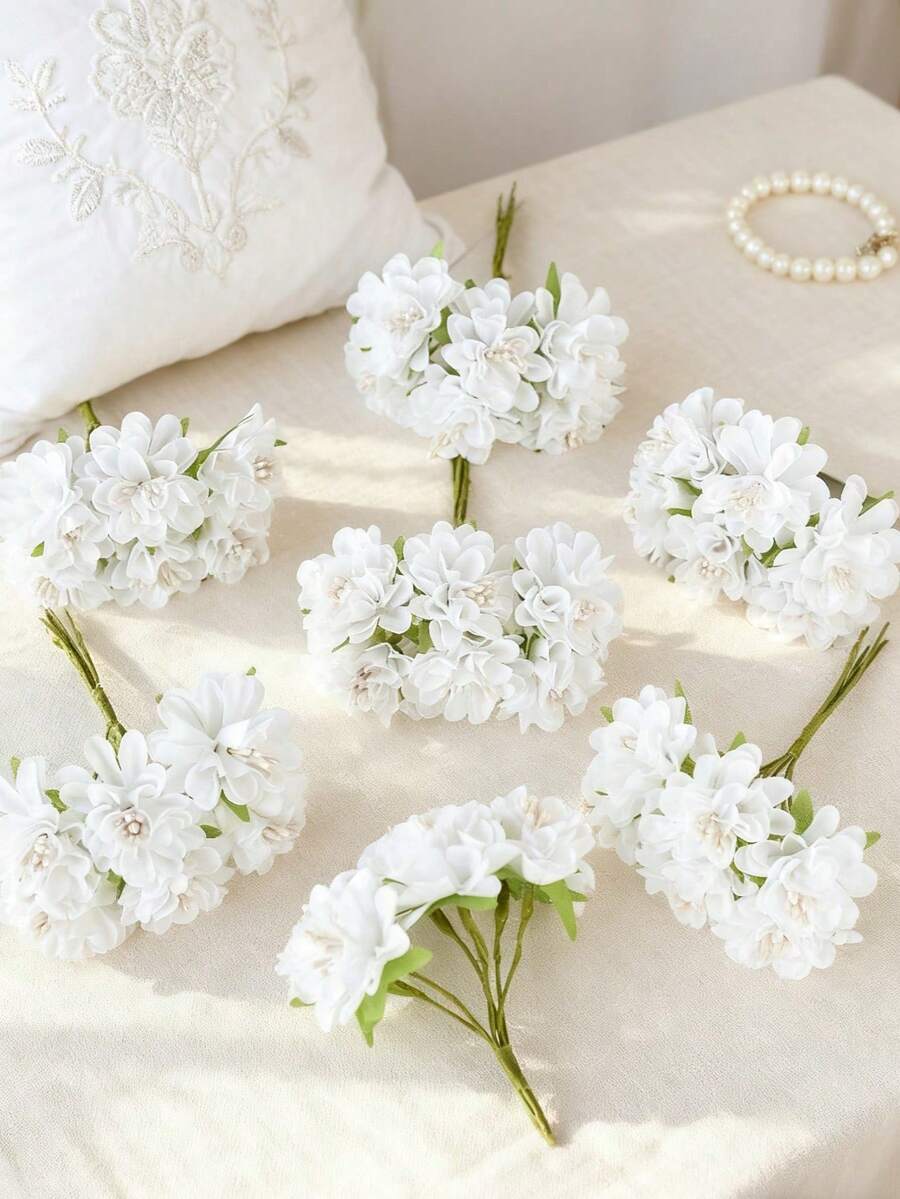 1 bông hoa cẩm chướng/hồng mini giả, dùng để trang trí mùa xuân/thu, ngày lễ tình nhân, bó hoa cưới, đám cưới, nhà cửa, nhà hàng, phòng ngủ, ngày của mẹ, ngày của cha, tiệc sinh nhật, vườn ngoài trời. - trắng - Xem 1