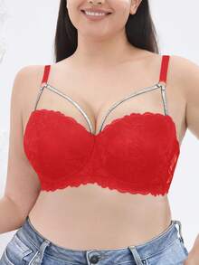 Women Lace Underwire Push Up Bra - Enhancing Lift Side Support, Sexy & Comfortable - Red - View 11