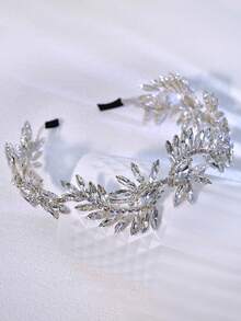 1pc Luxury Crystal Headband, Fashion Hair Accessory For Women, Suitable For Wedding, Party, Prom, And Daily Wear - Silver - View 4