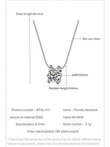 一套1克拉S925纯银莫桑石牛头形戒指、项链吊坠、耳环三件套首饰，时尚个性，适合女性日常佩戴。 - 銀色 - 查看 10