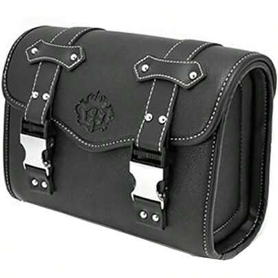 QIYAONUO自転車サイドバッグ PUサドルバッグ 小物入れ 工具入れ 防水 バイク サイドバッグ サドルバッグ 汎用 簡単着脱 (S - ブラック(ブラウン))