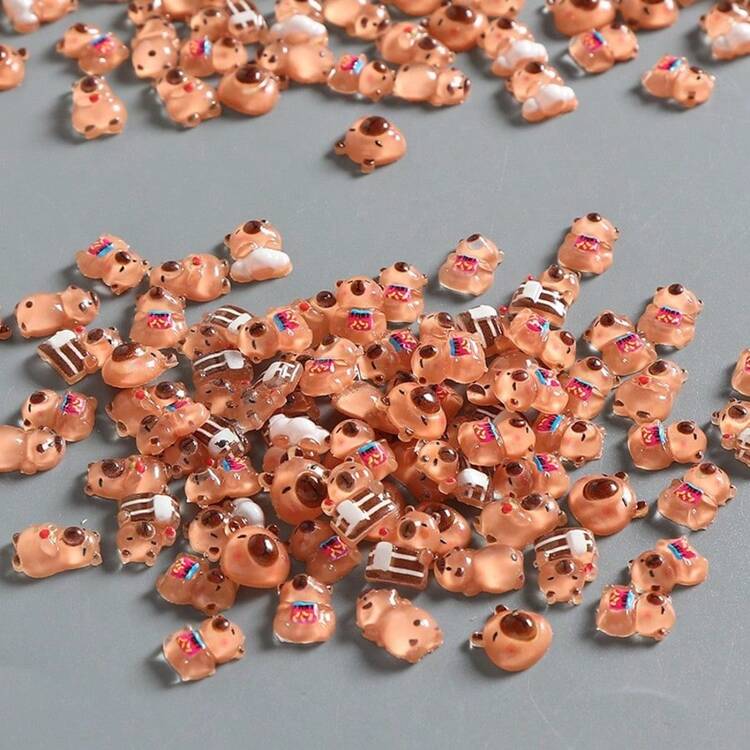 混合树脂水豚/户外迷你装饰品 | 美甲配件/美甲水钻 | 适用于美甲装饰、面部装饰、DIY瓶子、水杯、扇子、手机壳、DIY装饰 - A - 查看 3